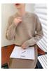 Women's Heather Yarn 100% Wool Round Neck Knit Pullover - Seven-Stitch, Long Sleeve, Lazy Style Base Layer