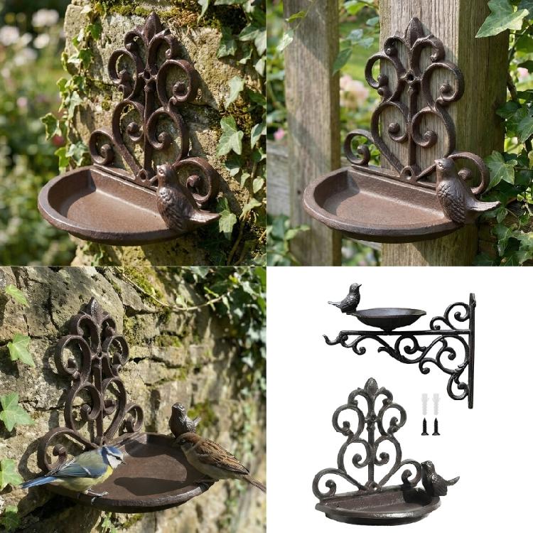 Handcrafts Cast Iron Bird Food Dish Wall Decors With Nordic Design Hanging Bird Feeding Station For Home Backyard Garden