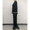Women's Color Collision Fashion Casual Suit Autumn Winter V-neck Long Sleeve Pullover High Waist Wide Leg Pants Two Pieces Sets