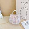 2025 new girls pearl handbag cartoon cute bow princess shoulder bag lace small satchel