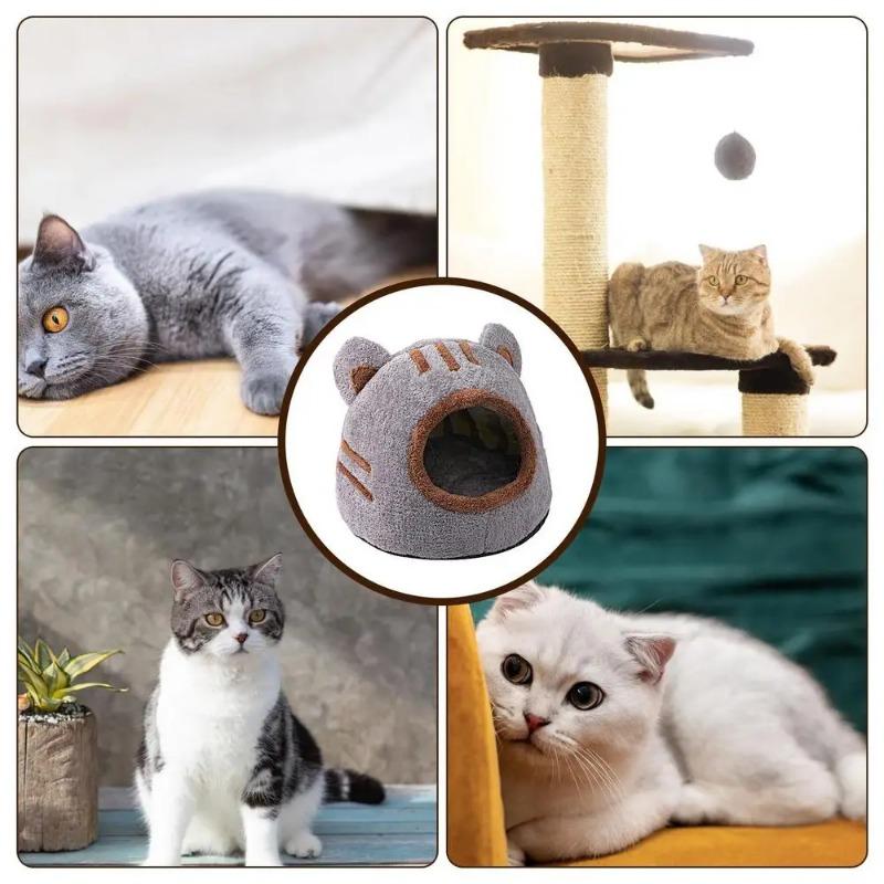 Cat Houses Winter Deep Sleep Comfort Cat Bed Cute Bear Head Shape Nest Pets Tent Cozy Cave for Cats House Pet Supplies