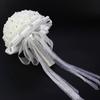 M-Modern-White Rhinestone Ribbon Bridal Wedding Bouquet Handmade Artificial Holding Flowers For Wedding, Bridesmaid Bouquets