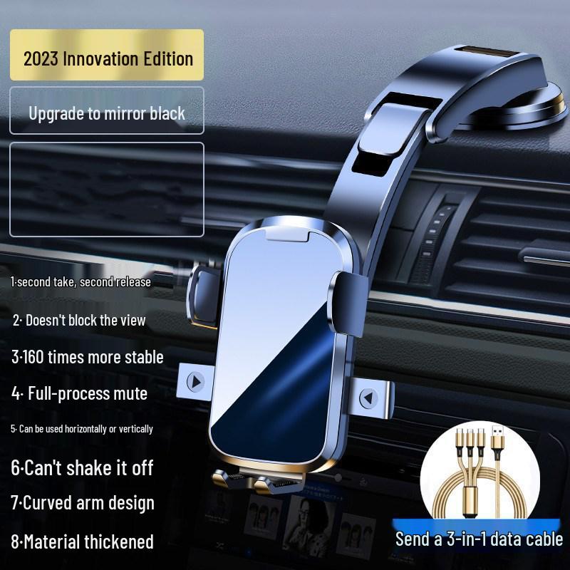 2024 Black Tech Car Phone Holder: Suction Cup & Air Vent Mount for Navigation