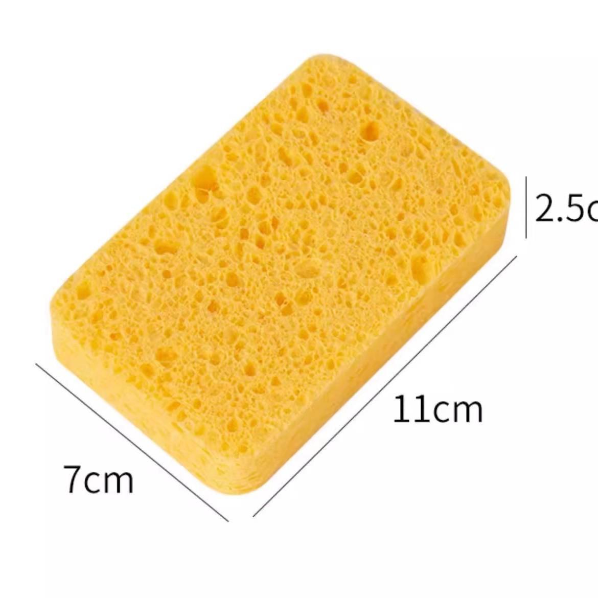 

Natural Wood Pulp Cotton Sponge Scouring Pad: Durable Nano Scrubber for Effective Oil Removal and Dishwashing.