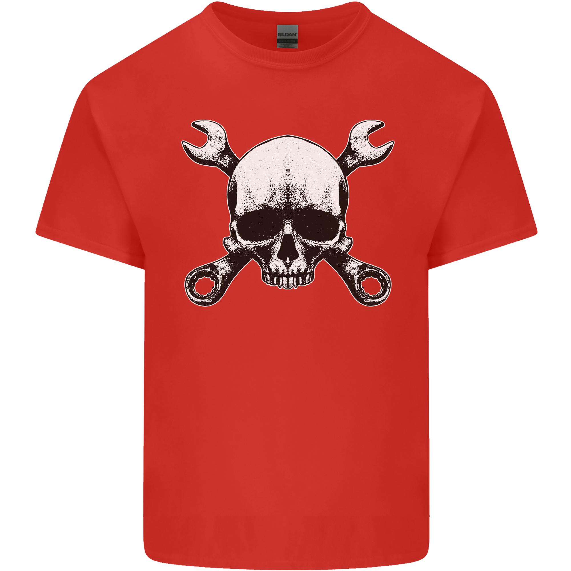 Spanner Skull Mechanic Car Biker Motorbike Unisexs Light Cotton TShirt S