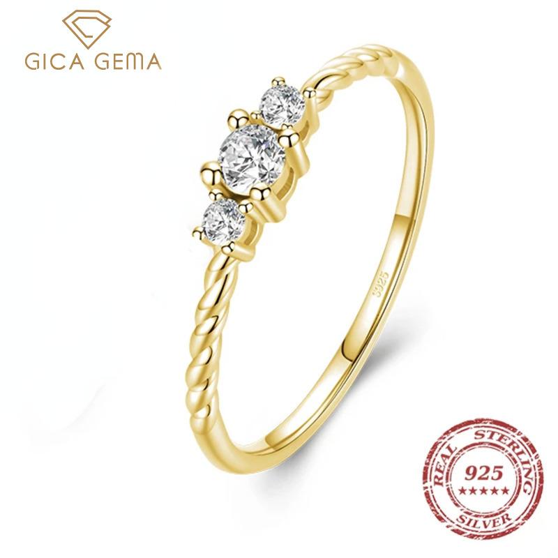 

Gica Gema Radiant Clear CZ из чистого серебра 925 пробы, классическое кольцо на палец для женщин, зимний рождественский подарок, обручальные украшения Anel