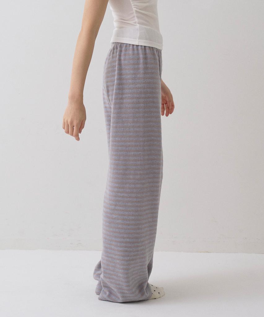 Sayu Striped Brushed Elastic Pants Light Blue