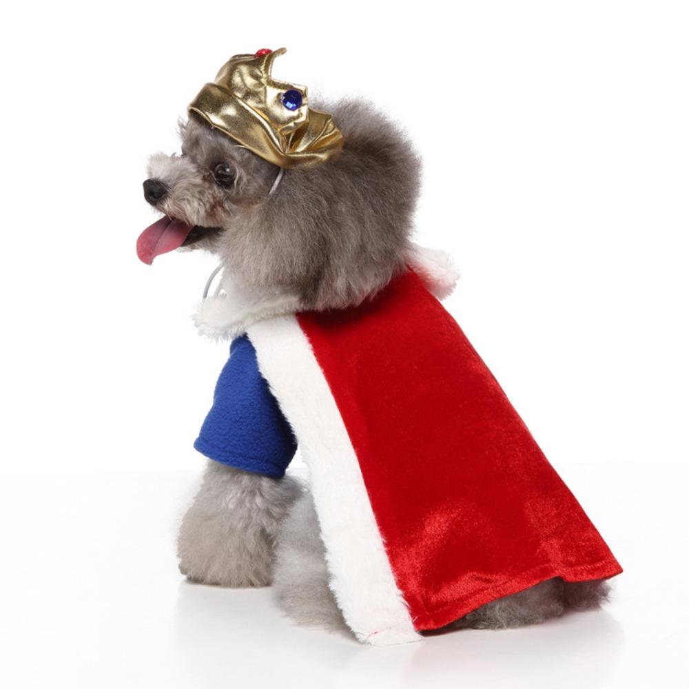 Christmas New Year dress up prince crown with hat cos role handsome party out dog clothes