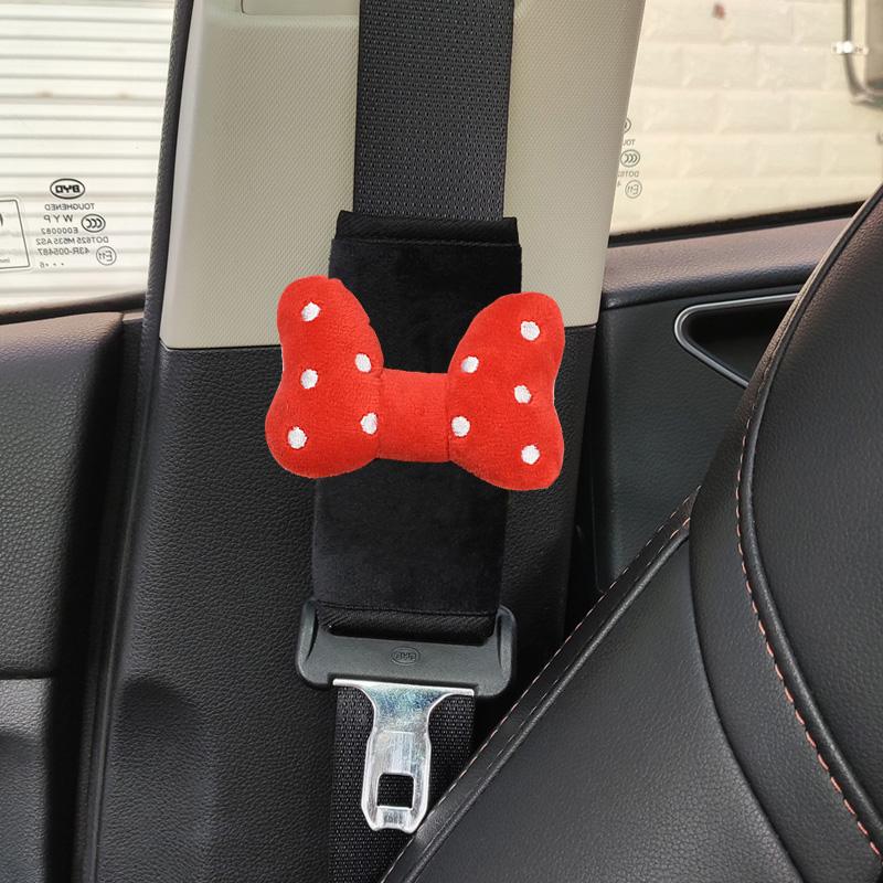 1pc Short Style Car Safety Seatbelt Cover Cute Cartoon Cloud Bow Seat Belt Harness Cushion Auto Shoulder Strap Protector Pad