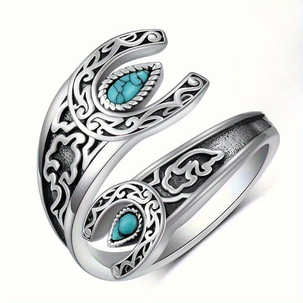 

Wrap the ring with retro moon and flower design, water droplet shape, high-quality adjustable ring чистый