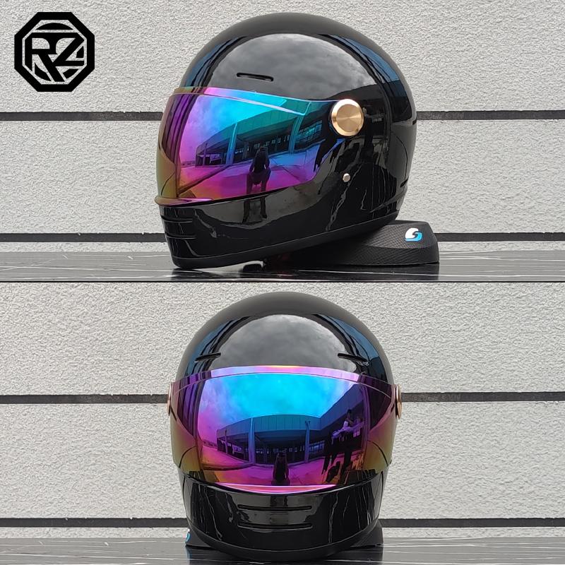 Motorcycle Retro Full Face Helmet DOT Approved Wide Field Off Road Motorcycle Helmet Adult Capacite Casco Moto