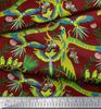 Soimoi Japan Crepe Satin Fabric Branches,Parrot & Leopard Jungle Print Fabric by the metre 42 Inch
