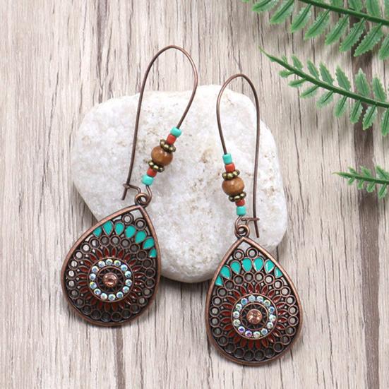 

Bohemia Hollow Water Drop Shape Dangle Beaded Hook Earrings Women Party Jewelry