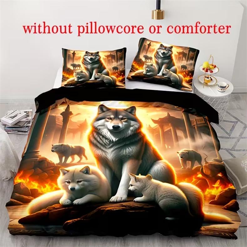 Dream Catcher Fire Wolf Duvet Cover Set For Bedroom Room Decor All-Season All Season Comfort Cover Bedroom Decor