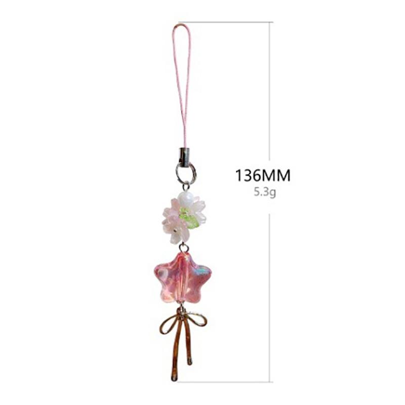 Sakura Star Wish Girl Heart Colorful Five-Pointed Star Mobile Phone Lanyard Cute Guben Ccd Pendant