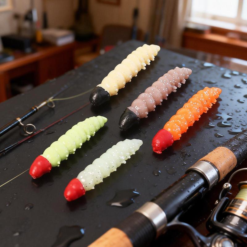 12Pcs Floating Worm Lures 1.1G/38Mm Trout Fishing Soft Lure Shrimp-Scented Bait Artificial Silicone Trout Plastic Baits