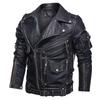 Men's Windproof PU Leather Jacket with Multiple Zippers - European & American Style Outerwear