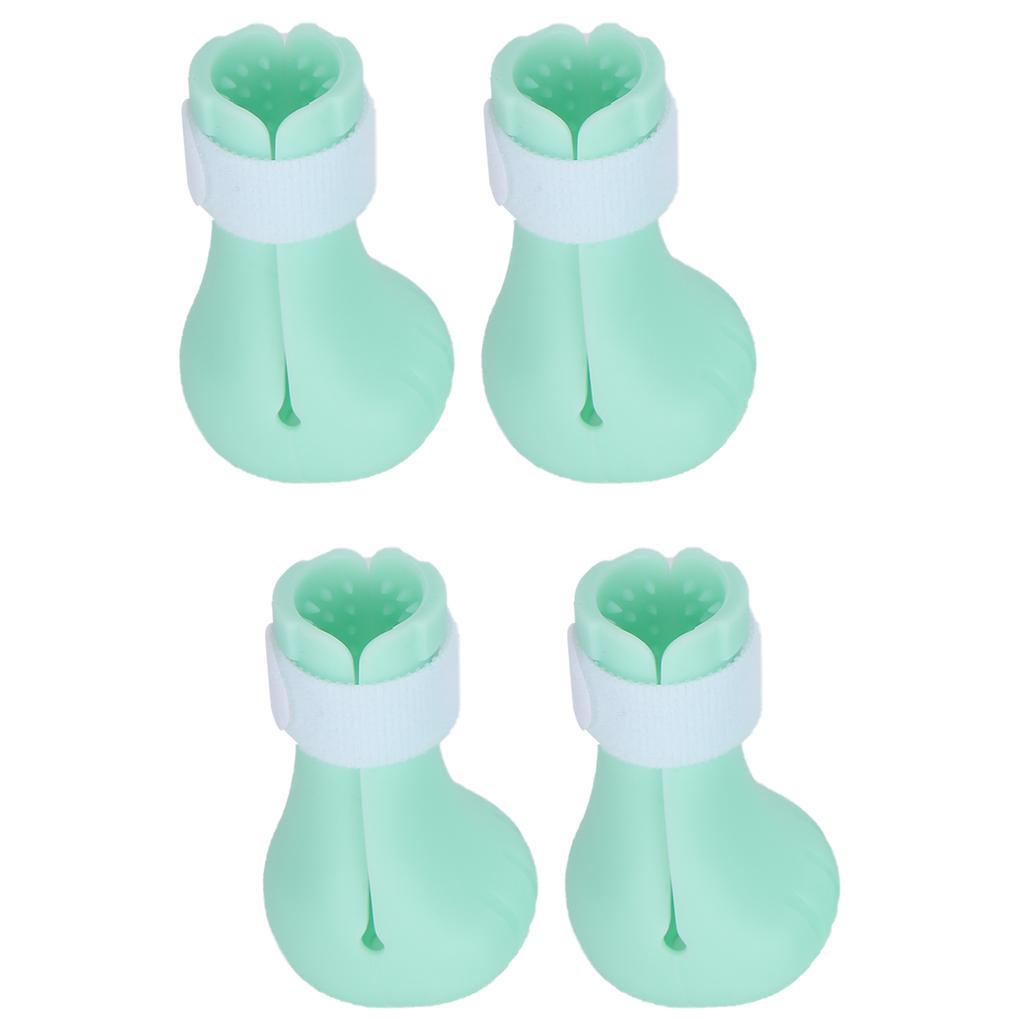 4pcs AntiScratch Cat Foot Covers Adjustable Silicone Pet AntiOff Claw Shoes Boots Cover(Mint Green )