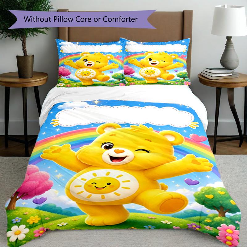 3pcs Duvet Cover Set (1*Duvet Cover + 2*Pillowcase, Without Core), Care Bears Print Bedding Set, Bedroom Decor, All‑Season, Birthday Gift