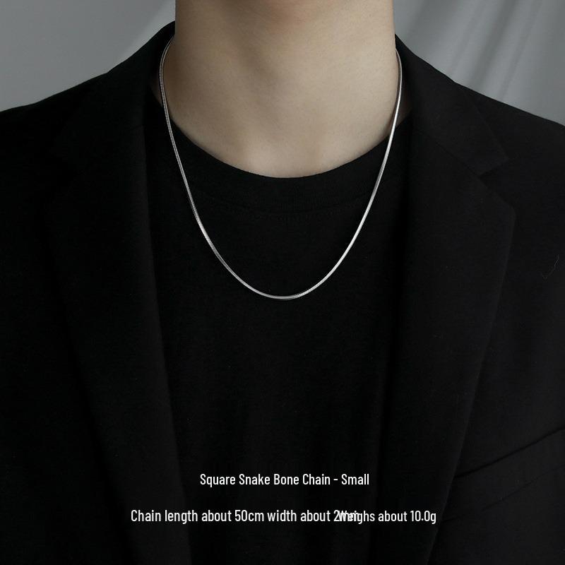 

Квадратная цепочка-змейка из титановой стали: Унисекс Легкая Роскошь, Высококлассная Ключичная Цепочка