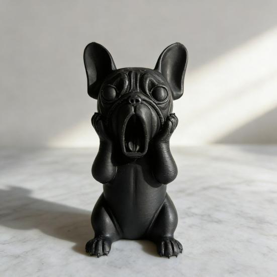 3D Printed French Bulldog Figurine Screaming Dog Decorative Sculpture Puppy Statue for Car