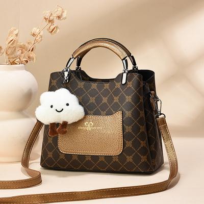 New Quality Leather Women'S Handbag Versatile Shoulder Bag Plush Pendant Ladies Crossbody Bag Bags Commuting Tote Bags