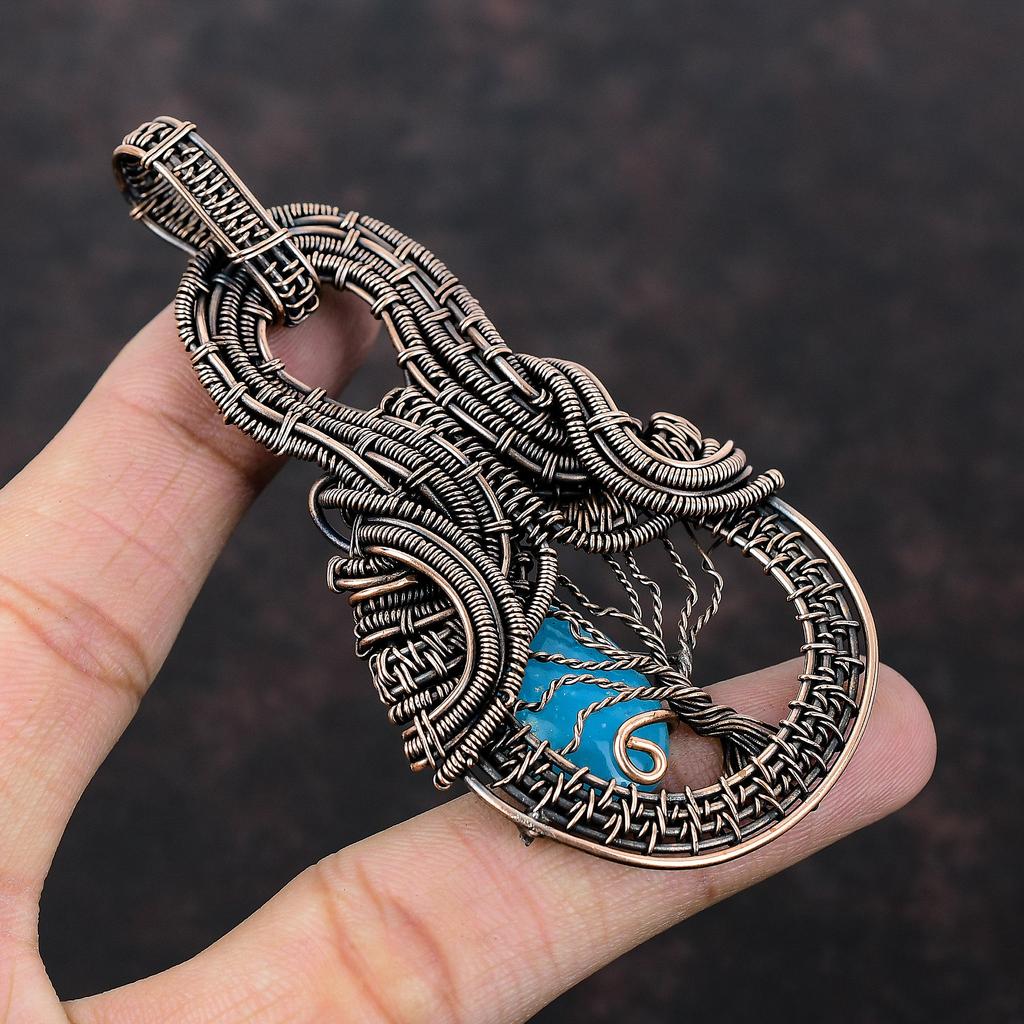 Tree Of Life Smithsonite Pendant Copper Wire Wrapped Pendant Copper Jewelry Wire Wrapped Jewelry Original Gemstone Handmade Pendant For Gift