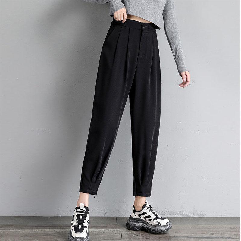 2023 Summer Fashion Commuting Simple High Waist Button Loose Relaxed Slim Drop Feel Versatile Oversize Women's Suit Harlan Pants