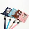 Casual Fashionable Pu Card Bag With Zipper Loose Change Bag With Hanging Rope Men'S And Women'S Card Mini Coin Bag Multiple Card Slots Id Card Bag
