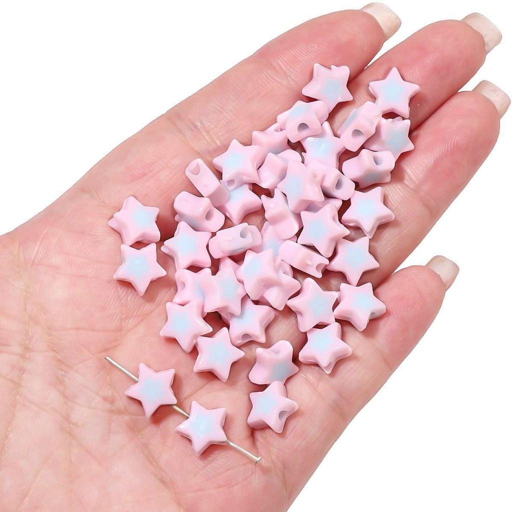 Håndlaget Armbånd Perler Akryl Tofargede Perler Pentagram Løse Perler Håndperlede Perler Halskjede Håndlaget DIY Perlehalskjede Smykketilbehør