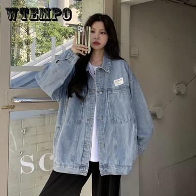 Dámský džínový kabát Volný Korejská verze Bf styl Na jaro a podzim Všestranný Zahraniční styl Studentský Top Trend