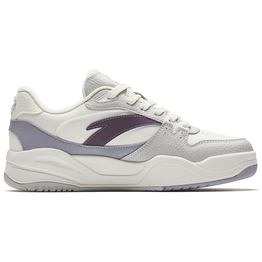 Anta Wave Shoes Versatile Casual Height Increasing Wear Resistant Lightweight Non Slip Low Top Skate Shoes Women sneaker White Purple Gray 922518005-2
