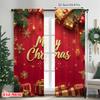 2pcs 2D Flat Printing Christmas Scene Curtain Merry Christmas 04 Versatile Fabric Without Electricity Festive Wall Decor Use for