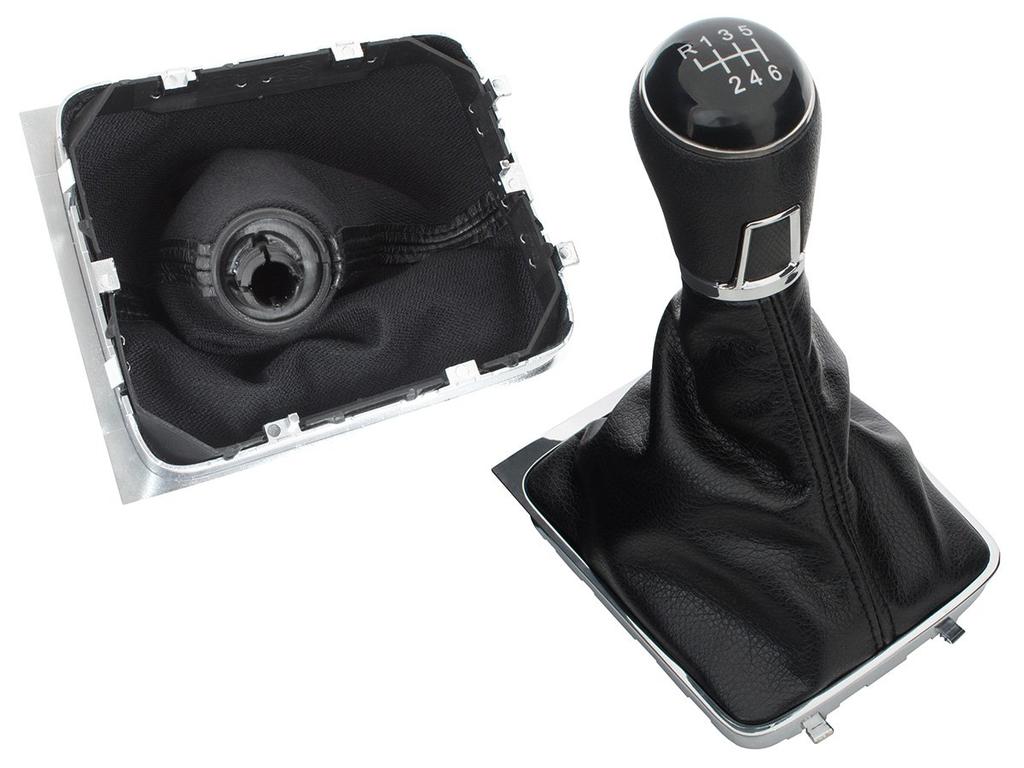 VW Passat B7 10-15 SCHWARZER Schalthebelknauf + Manschette mit CHROM-Rahmen 6 GANG