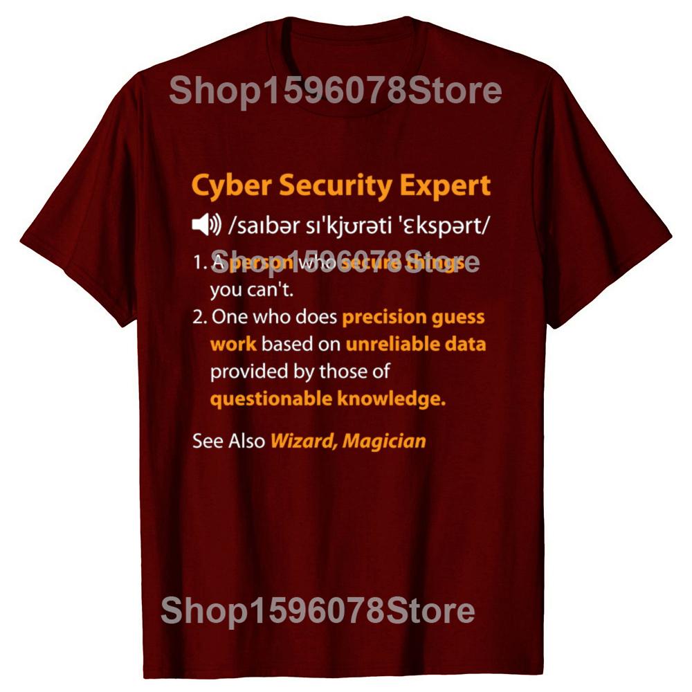 Funny Cyber Security Expert Definition Cybersecurity  T Shirt Men Cotton Humor Streetwear Tee Shirt Short Sleeve Unisex Clothing
