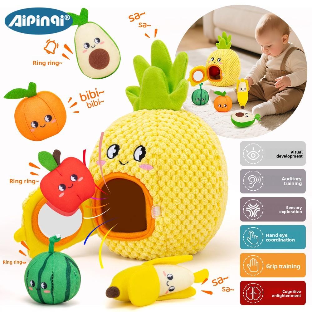 Frucht-Plüschtier-Set für die Früherziehung und sensorische Entwicklung für Babys