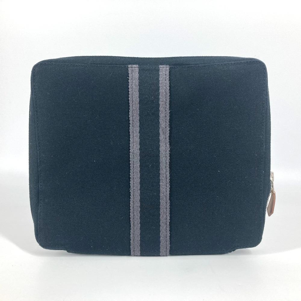 HERMES Fourre Tout Multi-pouch Makeup pouch Jewelry case Pouch cotton Black
