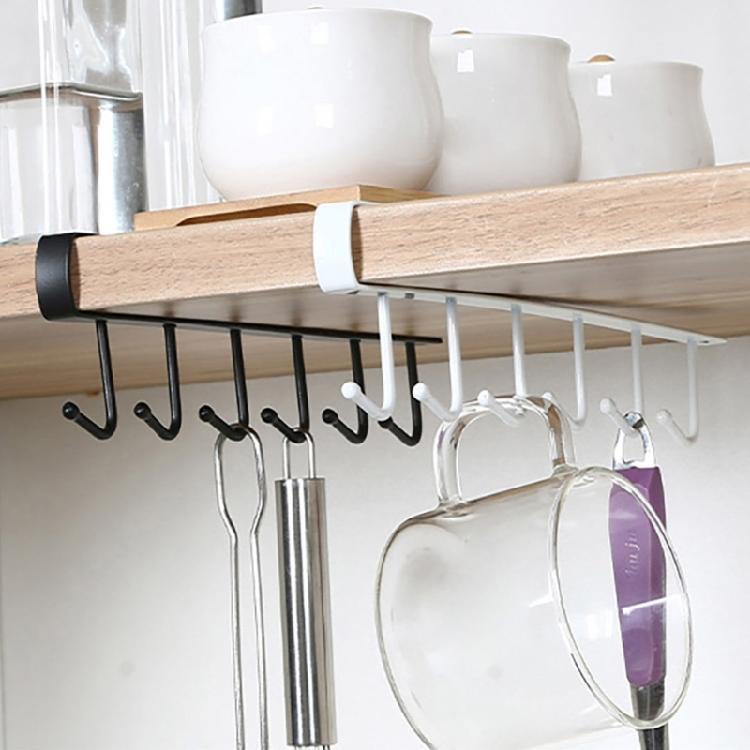 Multipurpose 6 Hook Kitchen Cup Holder Home Accessory for Cabinet and Wall Storage of Mugs and Daily Use Items