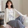 Pure Cotton Pajamas Women's Spring and Autumn 1011 New Autumn and Winter Long-sleeved Puppy Cute Plaid Women's Loungewear Set