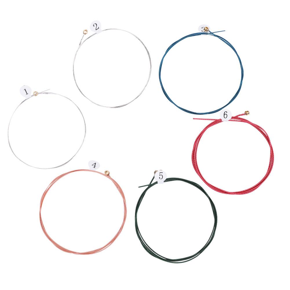 6 PCS Extra Light Colorful Coating Phosphor Bronze Acoustic Guitar Strings Replacement