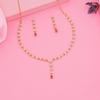 Estele Gold Plated Necklace Set with Austrian Crystals and Red Stones for Women