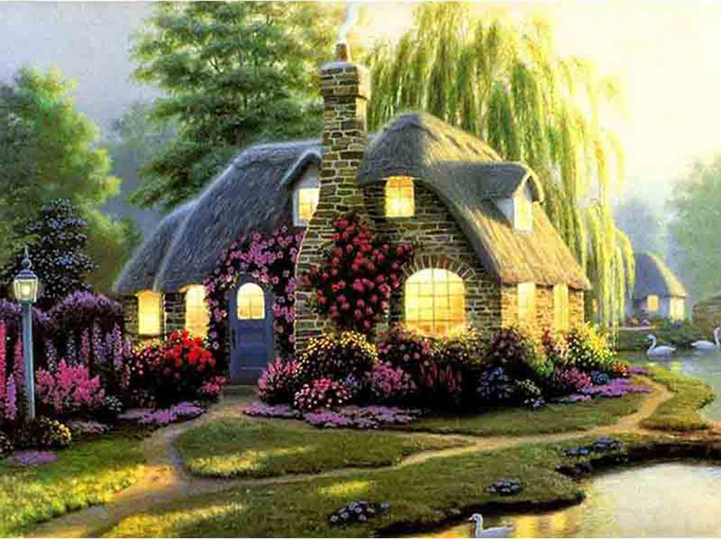 Diy Diamond Embroidery 5D Landscape Forest Hut Cross Stitch Riverside Path Round Diamond Painting Mosaic New Year Gift