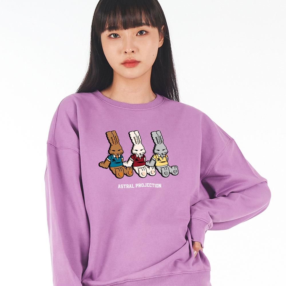 Astral Projection Oversized Drop Shoulder Triple Jy Rabbit Sweatshirt_Violet