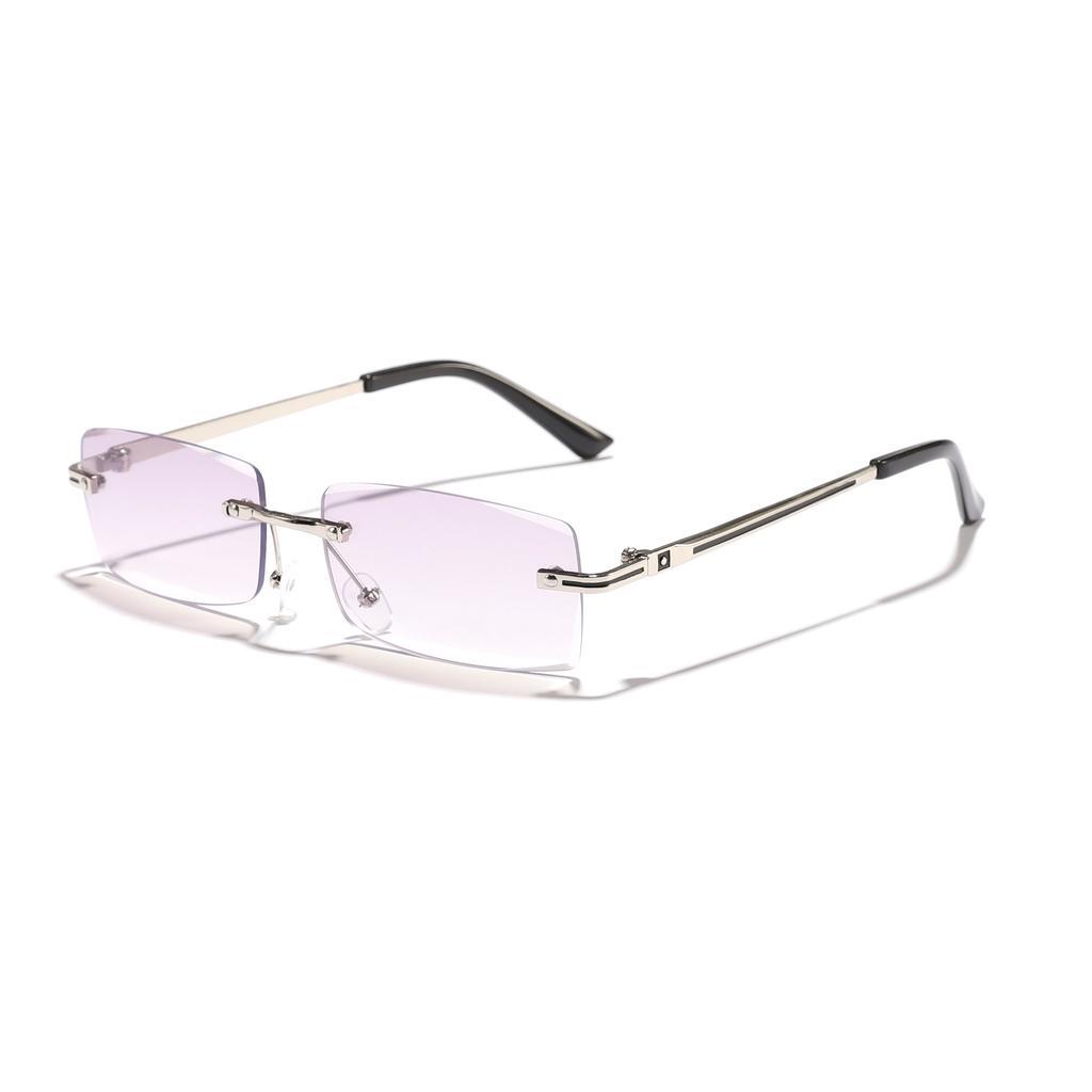 Cross-border New Retro Metal Rimless Rectangular Anti-blue Light Glasses for Men and Women Business Myopia Frame Glasses