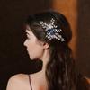 Handmade Pearl Blue Crystal Bridal Hair Comb Wedding Banquet Gown Headpiece Elegant Insert Comb For Birthday Party