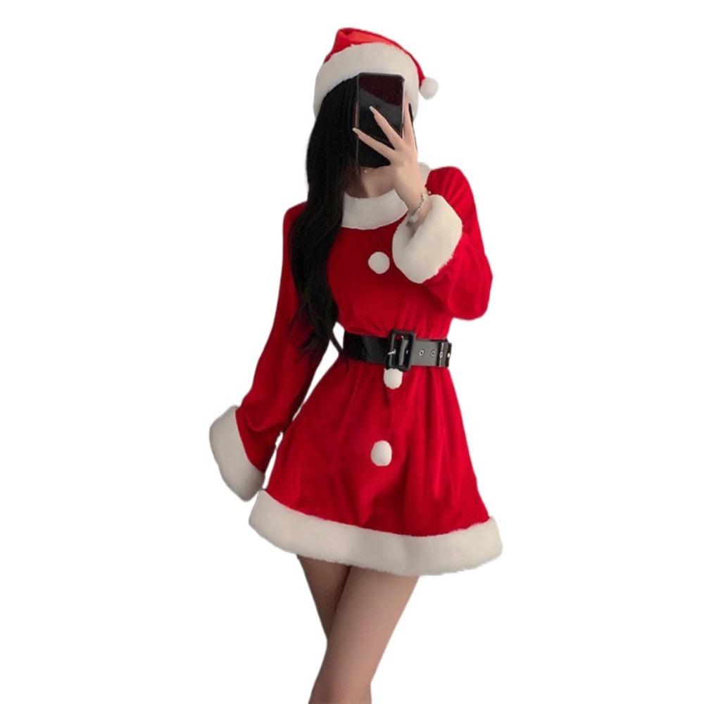 New Year Christmas Dress Women Pajamas Long Sleeve Nightwear Comfortable Red Dress Suit  Gifts
