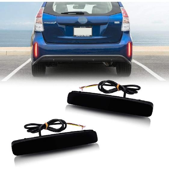 

Adiil Red Lens Led Rear Bumper Reflector Tail Fog Light Compatible with 2012-2017 Toyota Prius V Smoked Lens