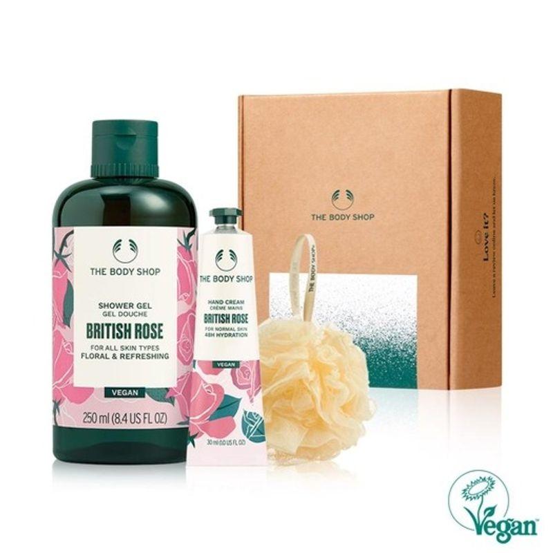 [The Body Shop] British Rose Body & Hand Care Set (Shower Gel + Hand Cream + Shower Ball)