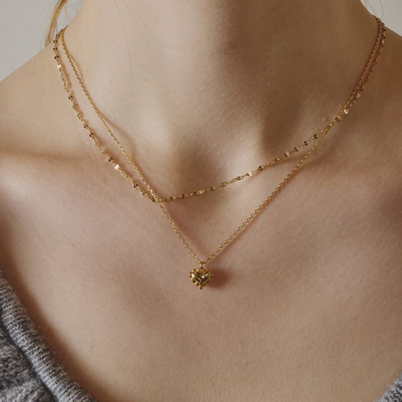 Eenie Beenie Girly Heart Two-line Necklace