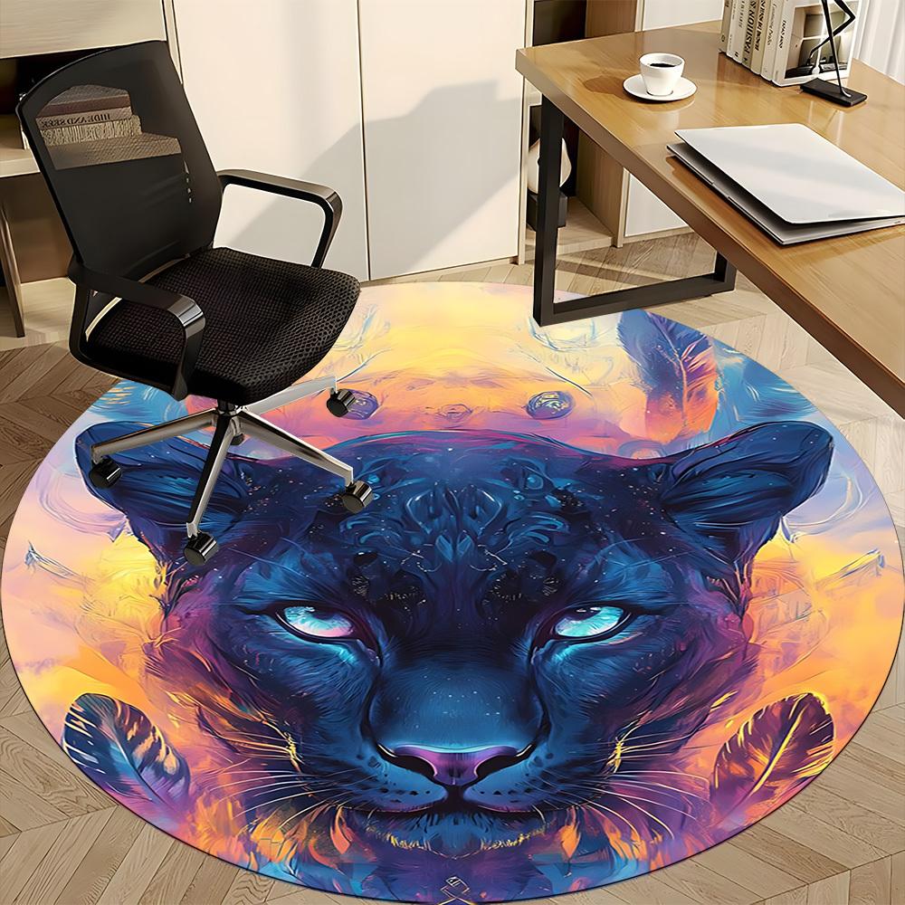 1pc Panther, Abstract Art Chair Carpet for Office, Soft Flannel Throw Mat, Perfect for Office,Holiday Party Decoration Choice yy251113067